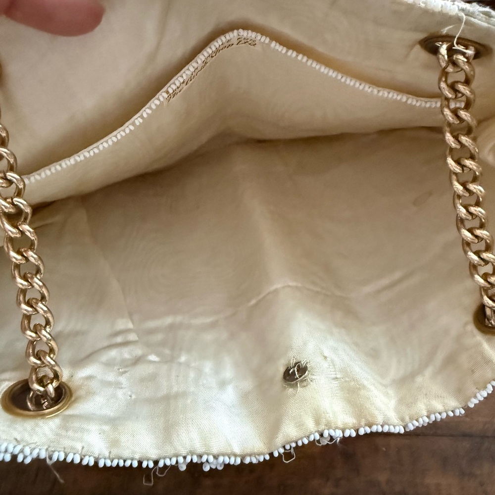 Vintage Cream Embroidered Intricate Shoulder Bag Made in France The Carib Shop - Picture 4 of 6